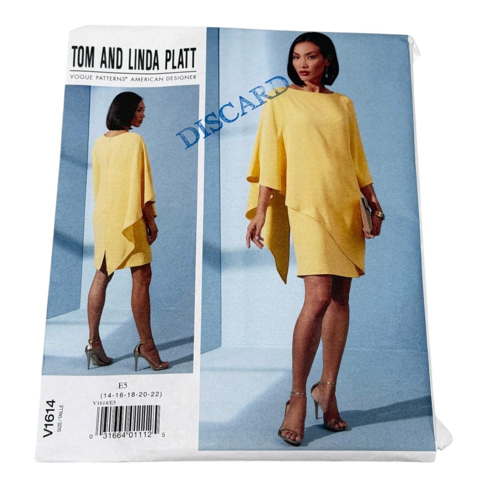Vogue V1614 Tom and Linda Platt‎ Misses Dress Size 14-22 Asymmetrical New Uncut